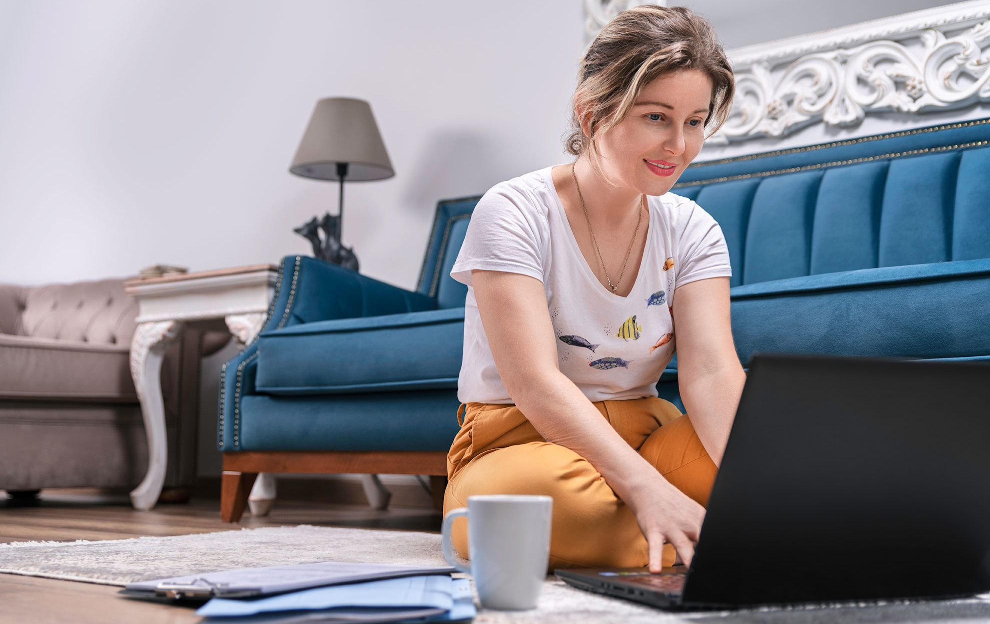 girl working at home